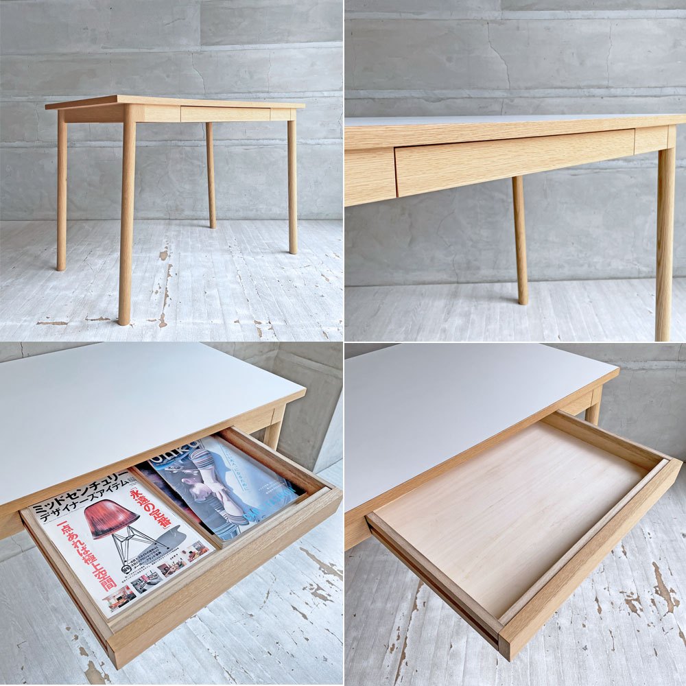 イデー IDEE スティルト STILT TABLE 1000 テーブル デスク ホワイト メラミン天板 オーク材  W100cm マリナ・ボーティエ 参考定価 ￥69,900-♪