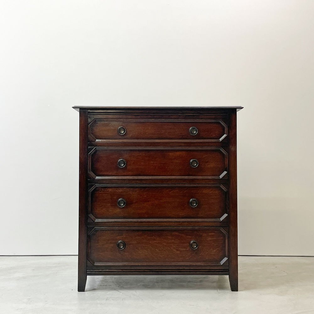 UKビンテージ UK Vintage オーク材 チェスト 衣装ケース 4段 英国家具 アンティーク 収納家具 W91cm ●