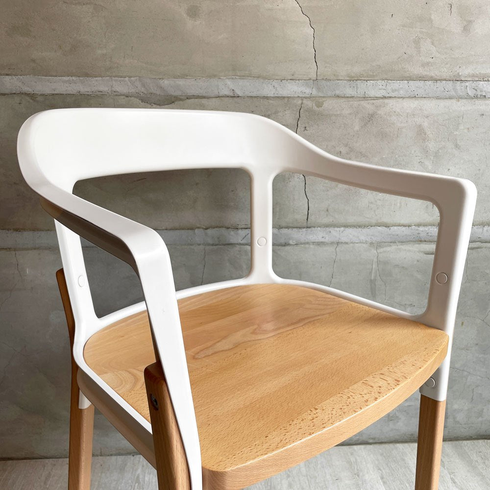 マジス MAGIS スティールウッドチェア Steelwood Chair ホワイト＆ビーチ アームチェア ロナン & エルワン・ブルレック イタリア ♪