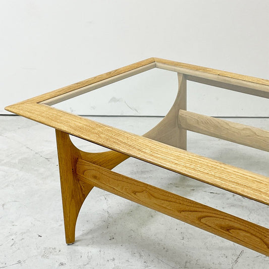 レーン LANE コーヒーテーブル センターテーブル ガラス天板 エルム無垢材 W150cm エイドリアンパーサル Adrian Pearsall USビンテージ ミッドセンチュリー ●