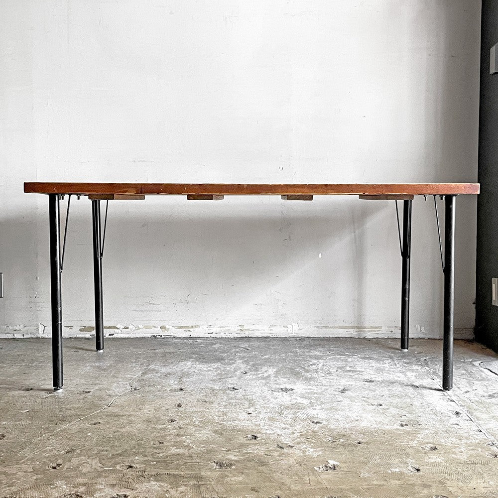 インダストリアル Industrial Design ダイニングテーブル 無垢材天板×スチールレッグ 幅150cm 工業系 店舗什器 ■