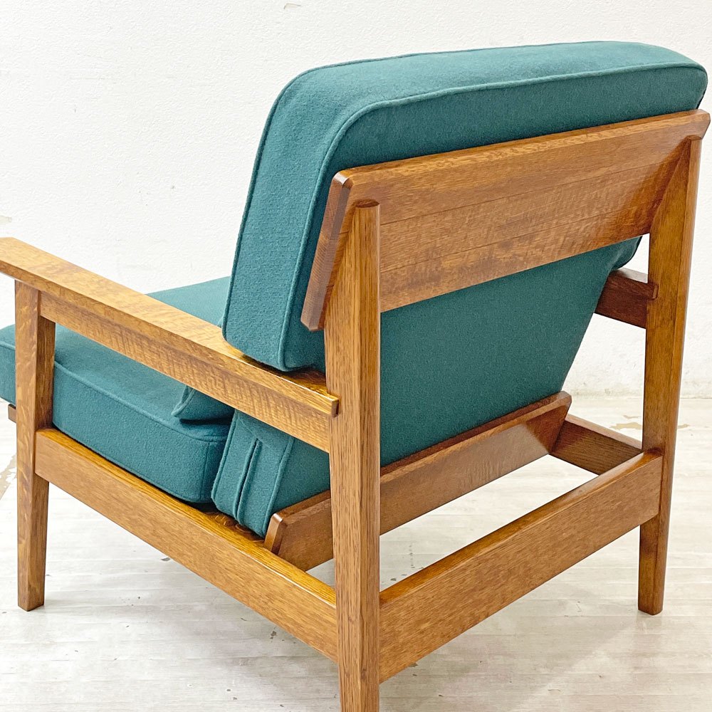 スタンダードトレード STANDARD TRADE Wood Frame Sofa SFA-03C-1p 一人掛けソファ ブルーグリーン ファブリック オーク無垢材 定価：¥240,000- ●