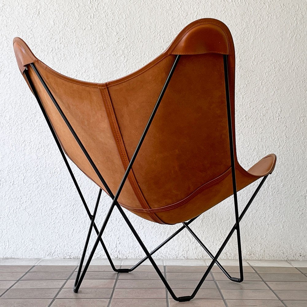 クエロ CUERO BKFチェア ビーケーエフ バタフライチェア ラウンジチェア 専用ピロー付 本革 スウェーデン 定価206,800円以上  ◇