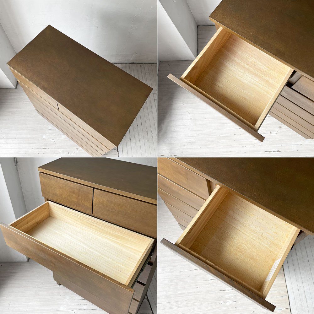無印良品 MUJI 木製ハイチェスト 6段 7ドロワー W80㎝ タモ材 脚付 シンプルデザイン 廃盤 ★