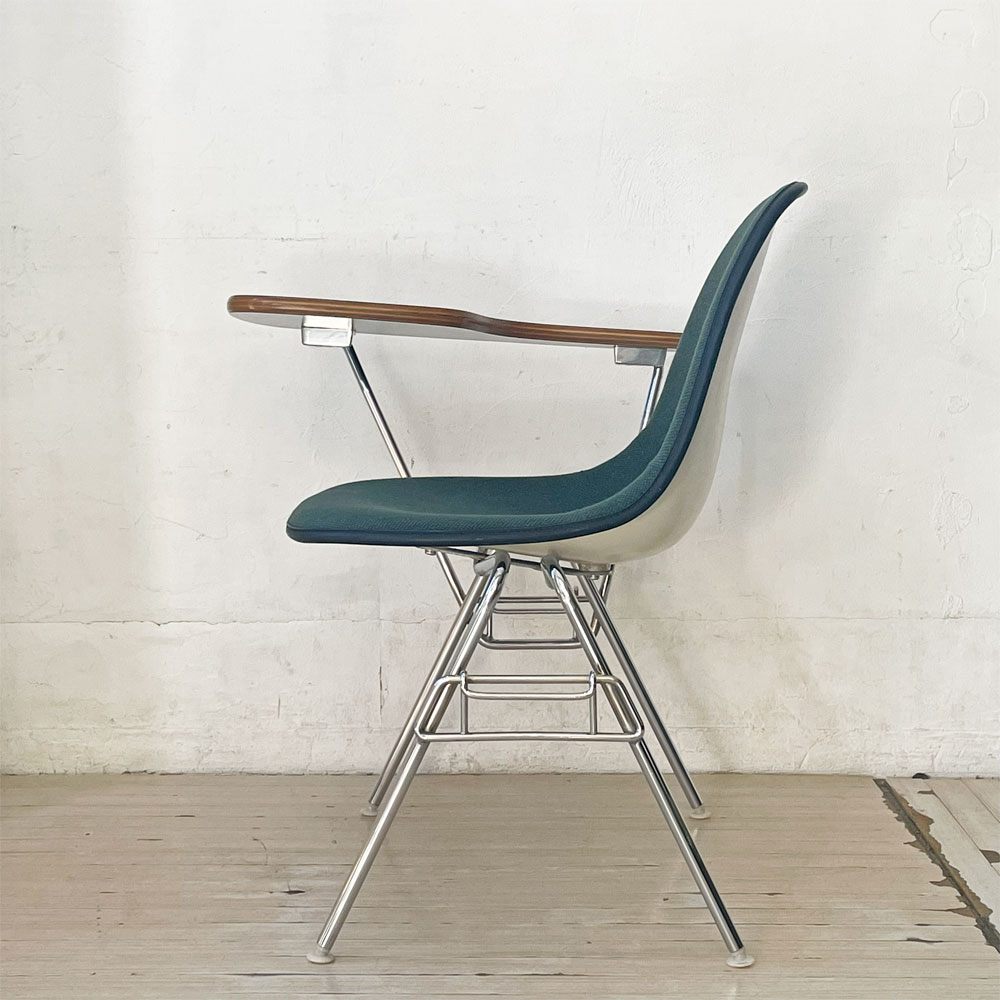 ハーマンミラー Herman Miller サイドシェルチェア セカンド 2nd ビンテージ アプホルスター スクールベース スタッキングベース 肘掛けテーブル付 イームズ ミッドセンチュリー A ★