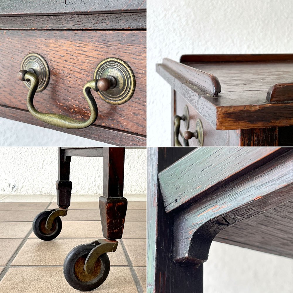 UKビンテージ Vintage オーク材 トロリー キッチンワゴン 1ドロワー 英国家具 アンティーク Antique ◇