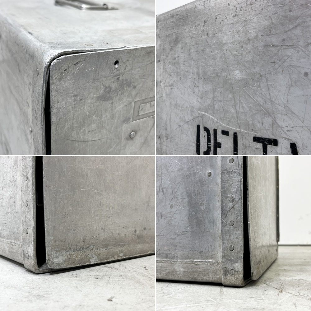 DELTA航空 ビンテージ ギャレーコンテナ ボックス Galley Box アルミ製 1ドア 6段 棚板付き 1960～70`s US Vintage B ●