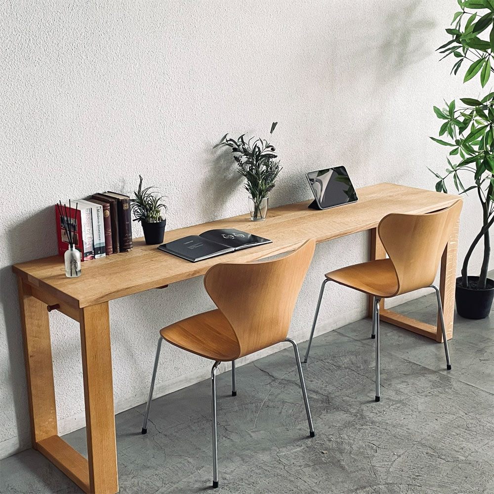 飛騨産業 HIDA ソフィオ SOFFIO ロングデスク W200cm D46cm レッドオーク無垢材 ワークデスク コンソールテーブル 国産家具 〓