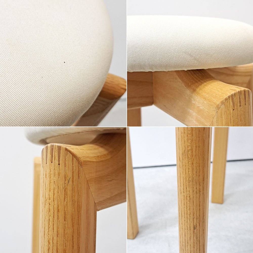 匠工芸 TAKUMI マッシュルームスツール MUSHROOM ハイスツール Lサイズ ファブリック座面  ホワイトアッシュ材 旭川家具 B ●
