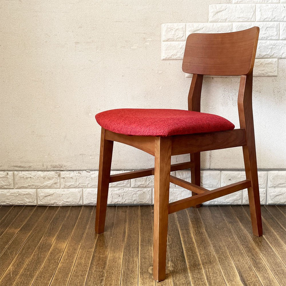 フランフラン Francfranc コムンチェア COMUN CHAIR ダイニングチェア アッシュ材 レッド ファブリックシート 北欧スタイル 廃番 ◎