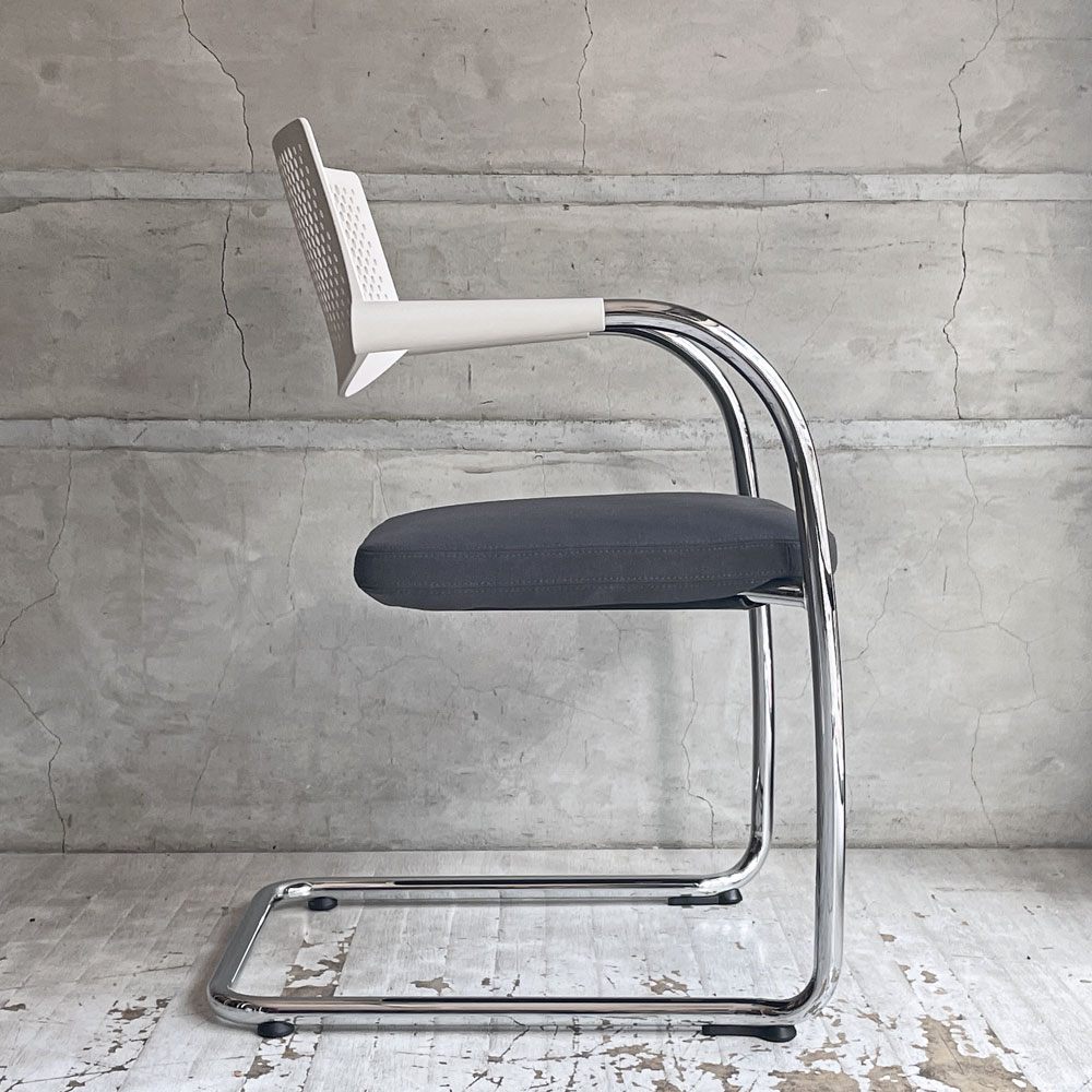ヴィトラ vitra ビザビ2 Visavis2 アームチェア デスクチェア ホワイト/グレー カンティレバー スタッキング可能 アントニオ・チッテリオ C ♪