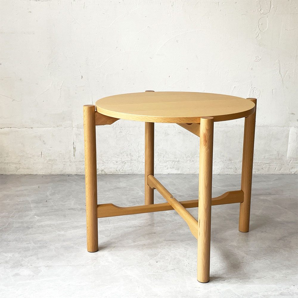無印良品 MUJI ブナ材 サイドテーブル ラウンド ナチュラル シンプルデザイン H42cm 廃番 ★