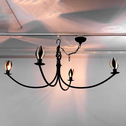 シャンデリア ペンダントライト 4灯 アイアン ブラック クラシカルデザイン インダストリアルデザイン 店舗什器 ●