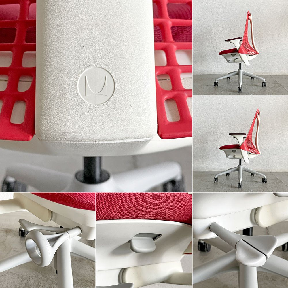 ハーマンミラー Herman Miller セイルチェア SAYL CHAIR デスクチェア オフィスチェア レッド ミドルバック イヴ・ベアール 2013年製 旧モデル 〓