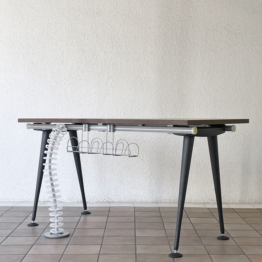 ハーマンミラー Herman Miller アバックエンバイロメンツ ABAK ミーティングテーブル デスク W140cm ウォールナットカラー ケーブルスパイン付き ティム・ウォレス ◇