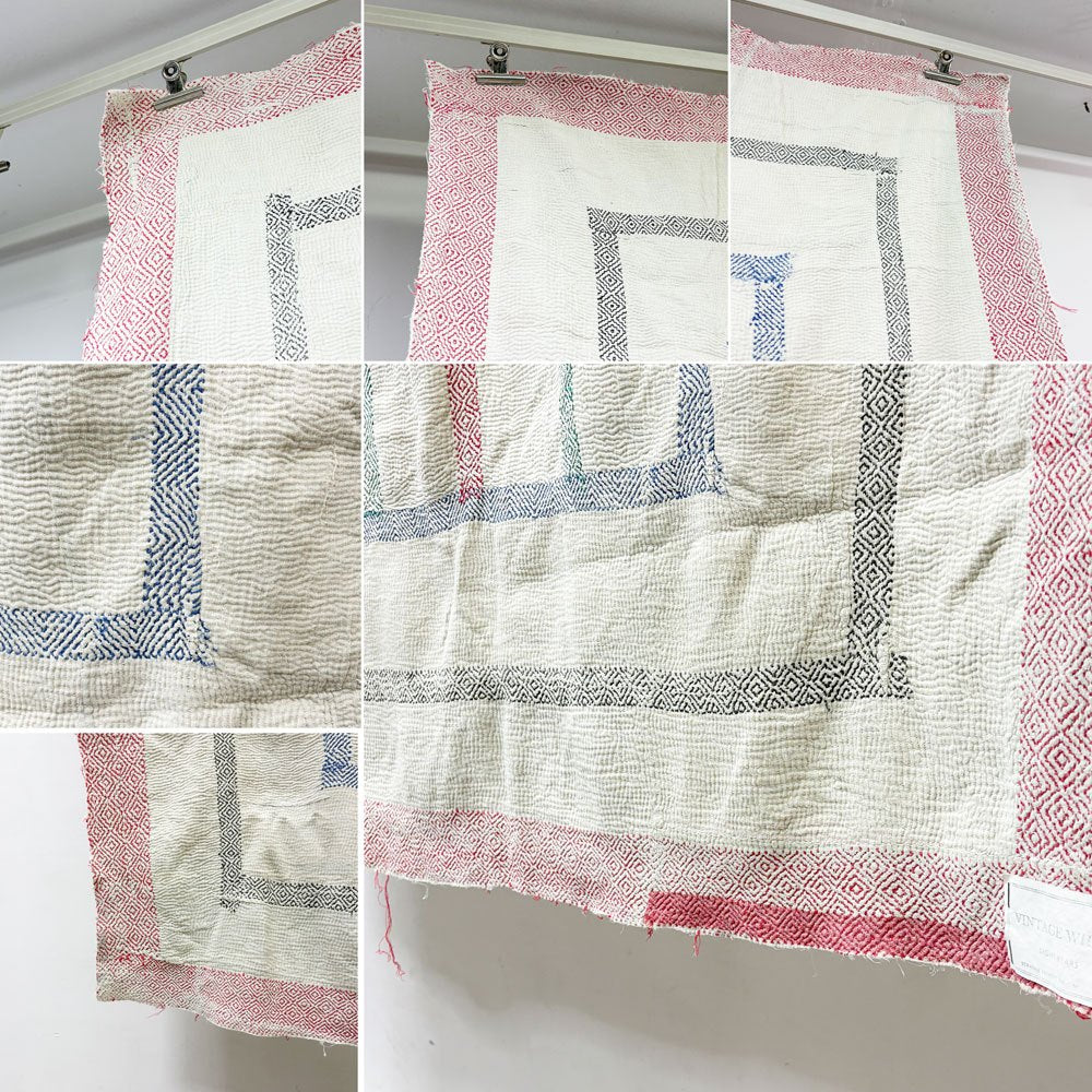 ビンテージキルト vintage 古布 インドキルト 190×110cm ハンドメイド LIGHT YEARS取扱 ●