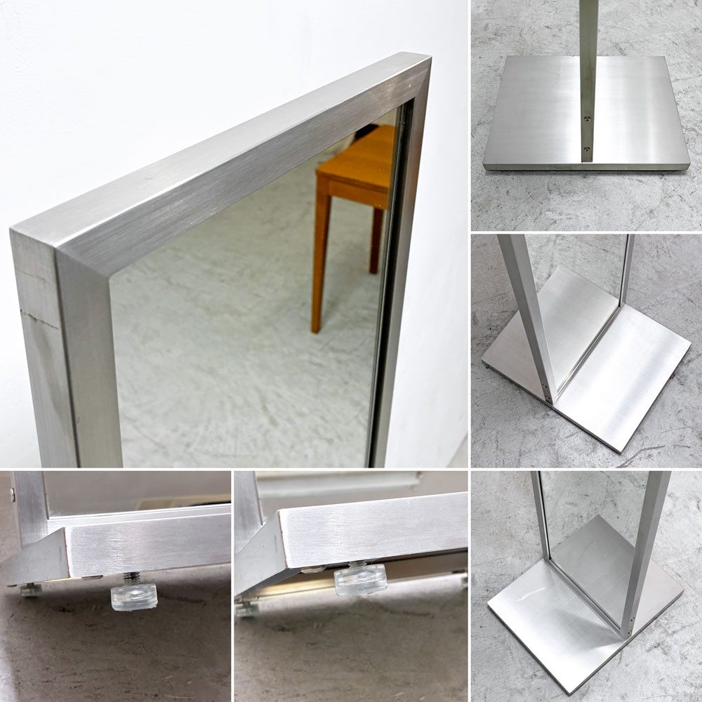 Modern Design モダンデザイン ステンレスフレーム スタンドミラー 両面 姿見 店舗什器 ●