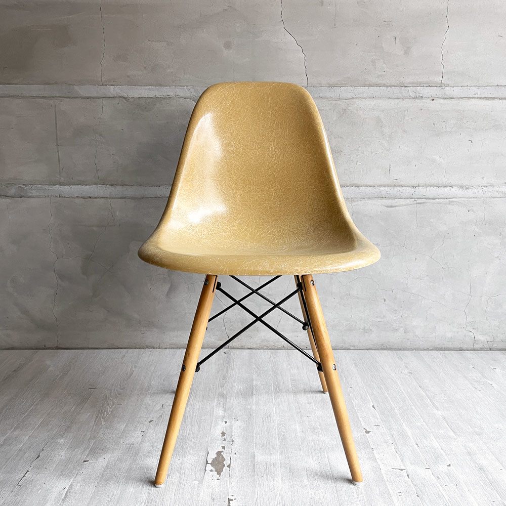 ハーマンミラー Herman Miller サイドシェルチェア セカンド 2ndビンテージ FRP オークルライト バタースコッチ ドゥエルベース イームズ ミッドセンチュリー ♪