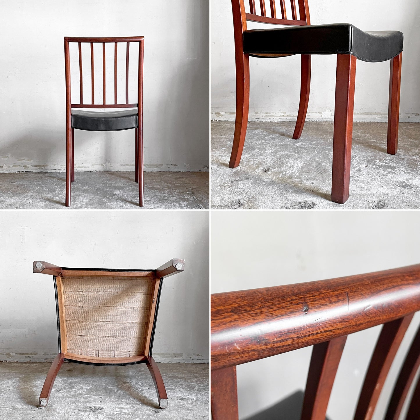 デンマークビンテージ Danish Vintage マホガニー材 ダイニングチェア レザーシート ブラックレザー 北欧家具 ■