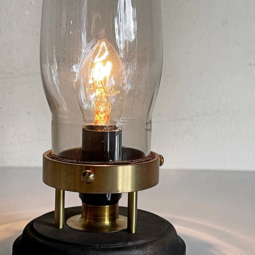 vickey'72 ワイヤードランタン wired lantern 02 テーブルランプ ランタン 照明 ビンテージガラスホヤ 真鍮 木材 H24.5cm 中嶋和也 現代作家 ■