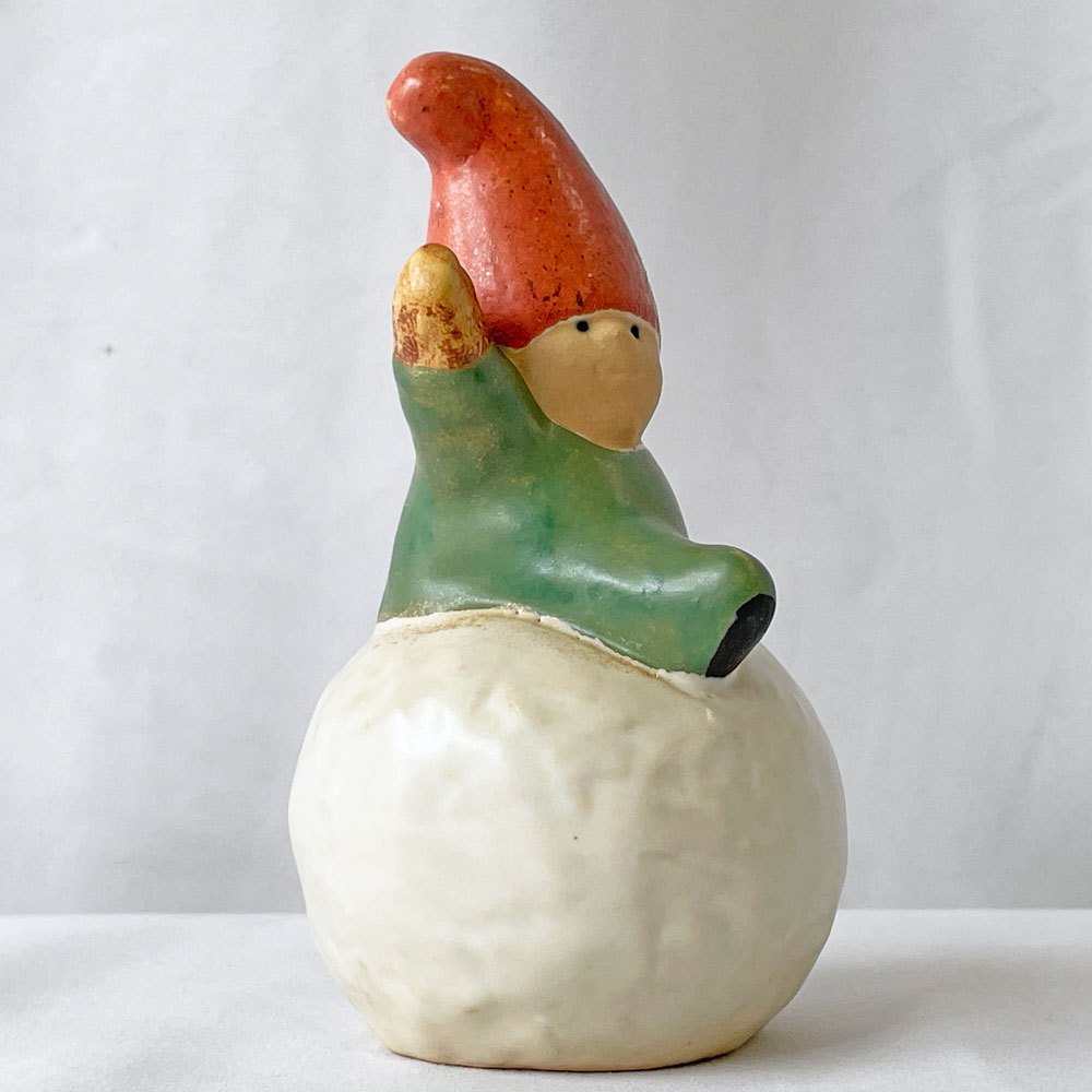 グスタフスベリ GUSTAVSBERG リサラーソン Lisa Larson トムテウィズスノーボール Tomte with Snoeball サンタオブジェ スウェーデン 北欧雑貨 ◇