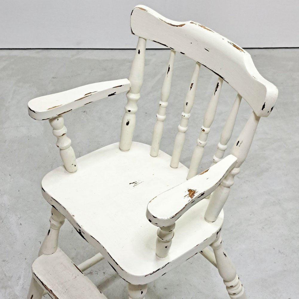 UKビンテージ UK Vintage ペインテッド キッズチェア チャイルドチェア ハイチェア 子供椅子 アイボリー 英国家具 アンティーク シャビーシック ●