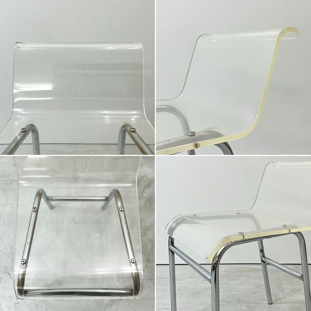 ビンテージ Vintage アクリル×スチール ダイニングチェア クリア レトロ ミニマル モダン A ●