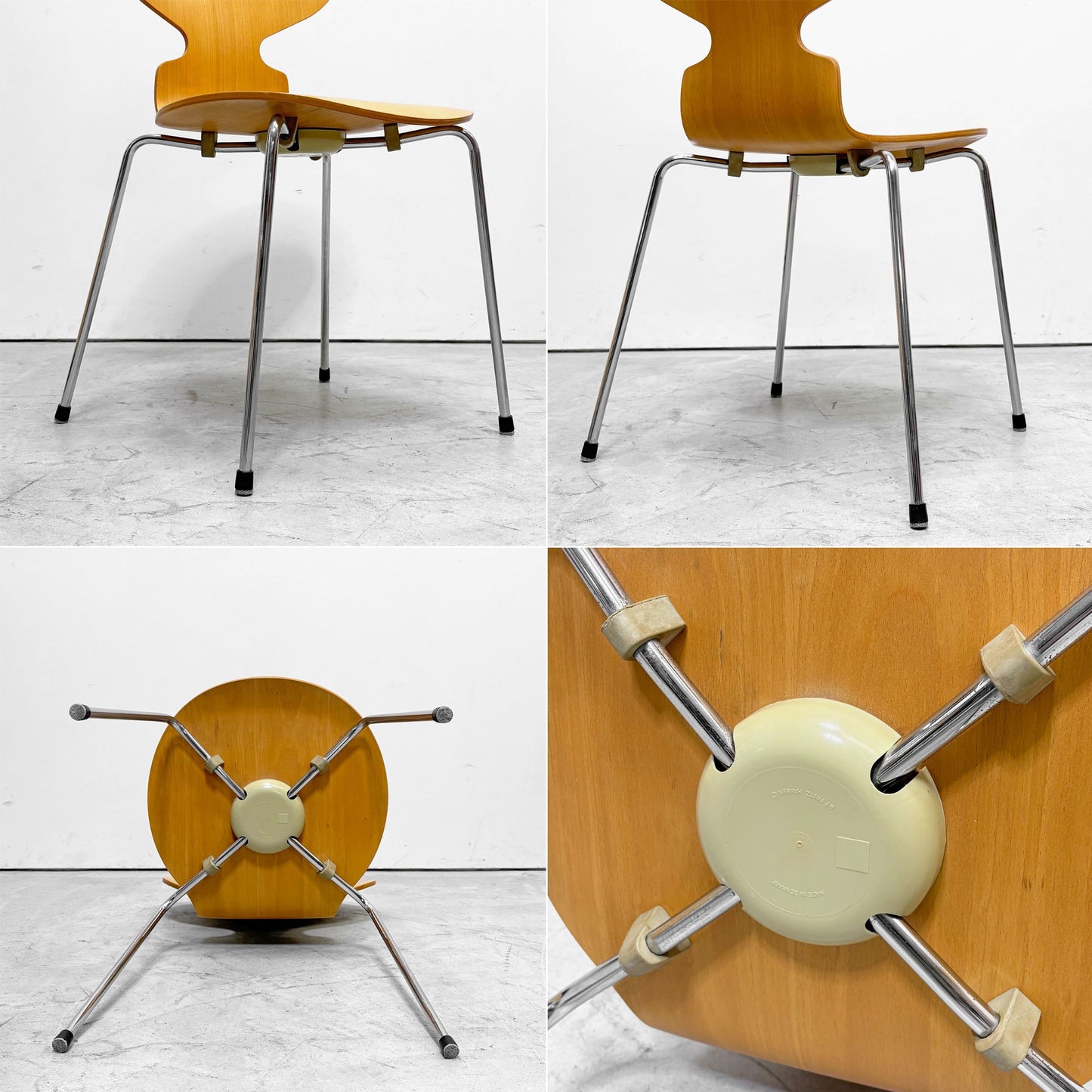 フリッツハンセン Fritz Hansen 3101 アリンコチェア アントチェア 4本脚 ナチュラルビーチ ラッカー仕上げ フェルトグライズ アルネ・ヤコブセン D ●