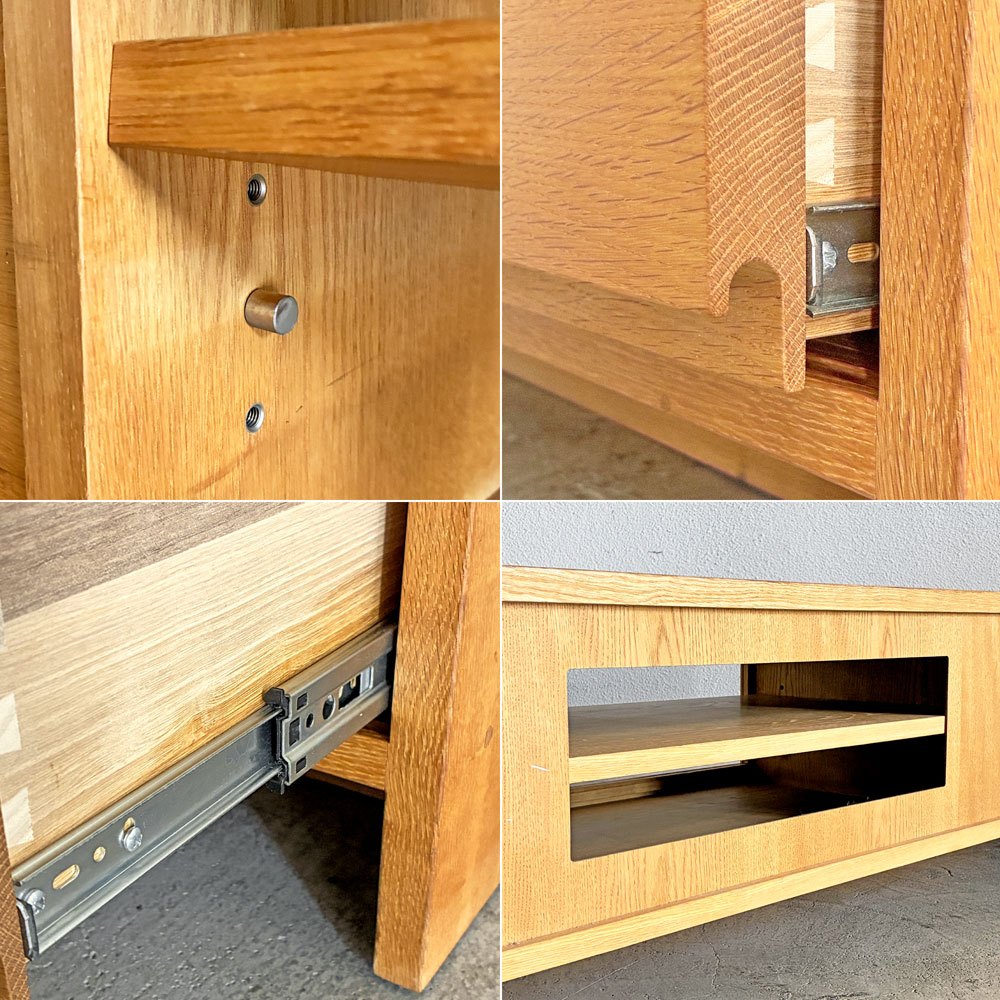 ミヤモト家具 ローヴェ LOWVE リンカーン AF-Lincoln テレビボード AVボード W180cm オーク無垢材 スライドガラス 抽斗2杯 〓