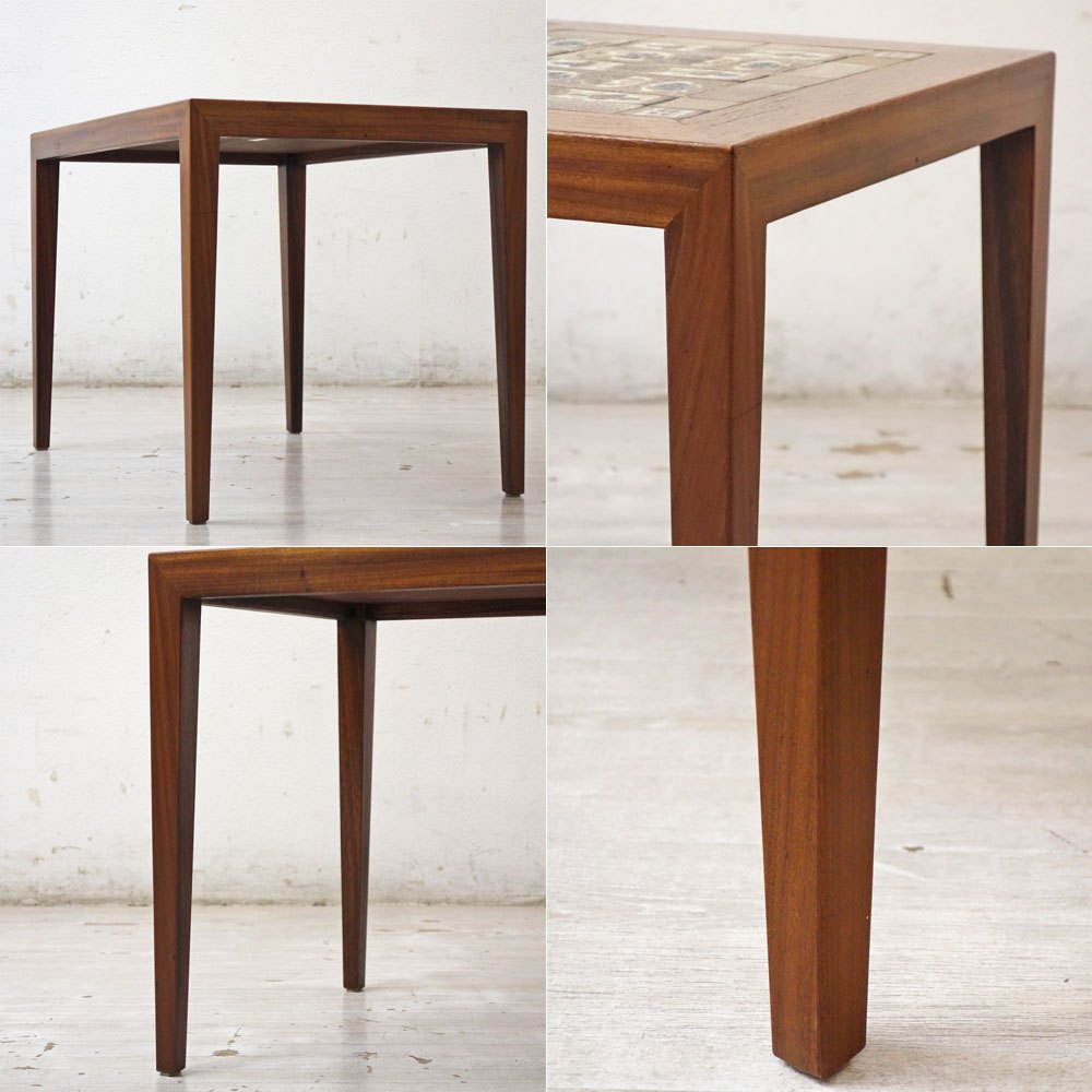 ハスレヴ Haslev Moblefabrik × ロイヤルコペンハーゲン Royal Copenhagen バッカ Baca タイルトップ コーヒーテーブル ローズウッド材 北欧ビンテージ ●