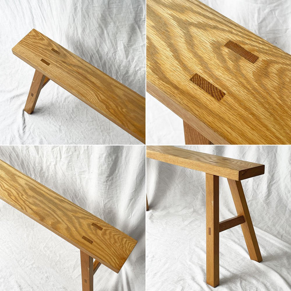 無印良品 MUJI 無垢材 木製ベンチ オーク材 大サイズ W100cm 廃番仕様 シンプルモダン ◇