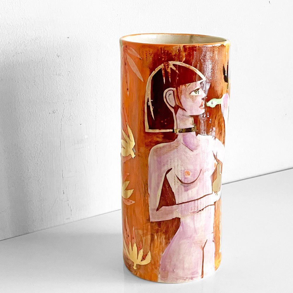 クリープ kreep フラワーベース 花瓶 陶器 22cm ハンドメイド アメリカ ■