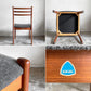 ジャパンビンテージ Japan Vintage チーク材 ラダーバック ダイニングチェア グレー系ファブリック SH39cm 座面張替＆ウレタン交換済 北欧スタイル ■