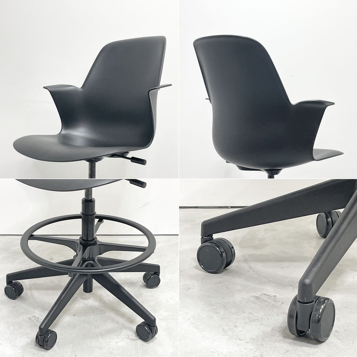 スチールケース Steelcase ノード ファイブスター スツール Node FIVE-STAR STOOL ハイチェア 製図チェア キャスター ブラック ●