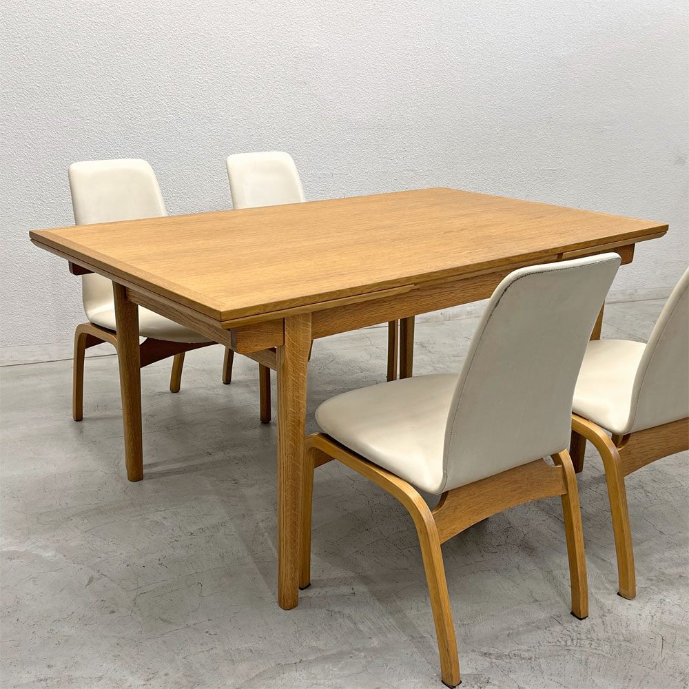 デンマークビンテージ Danish Vintage エクステンションダイニングテーブル オーク材 伸長式 ドローリーフ型 北欧家具 〓