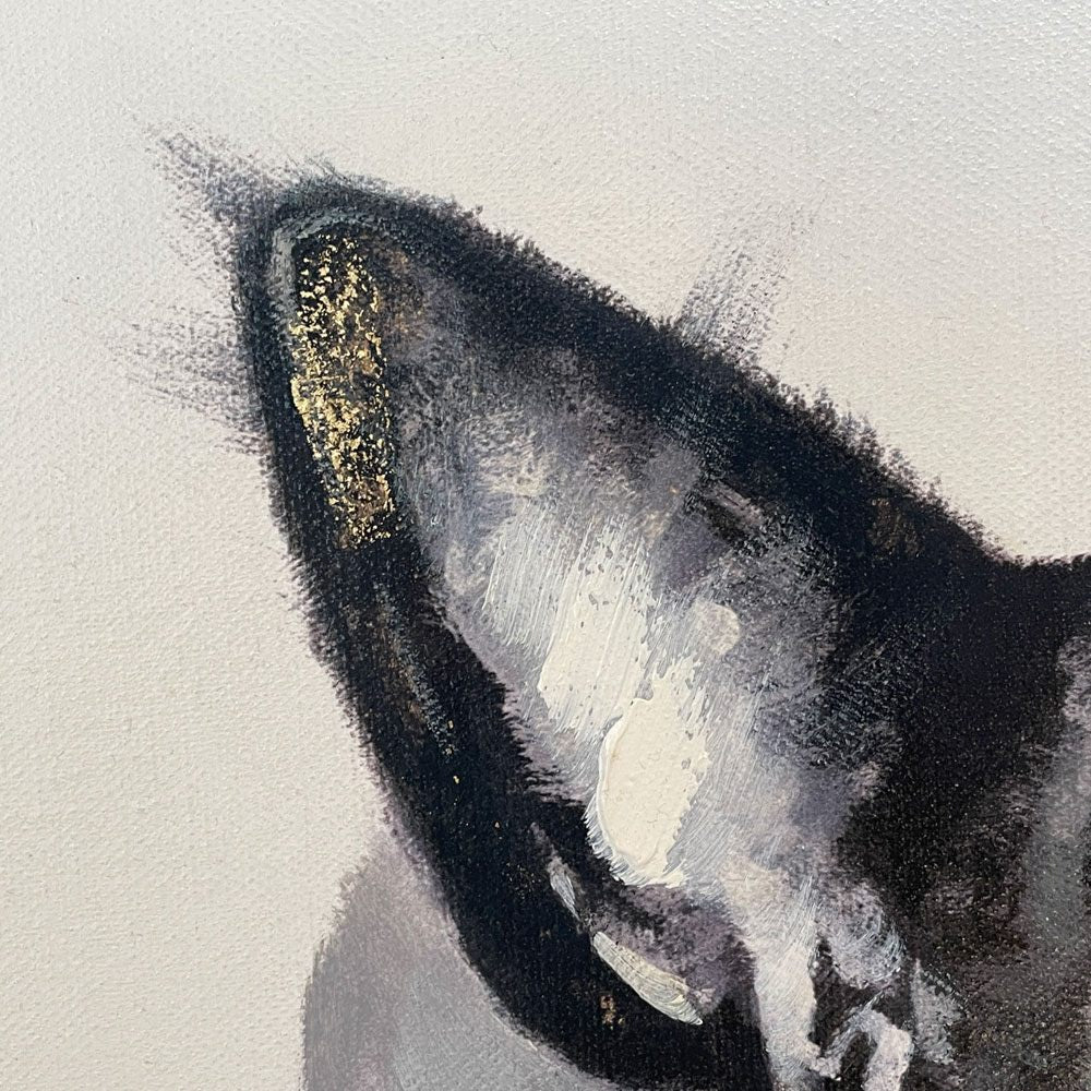 リビングハウス LIVING HOUSE アートペイント 見上げるフレンチブルドッグ 犬 60x60cm キャンバス画 壁掛けインテリア ◎