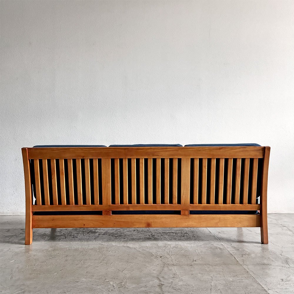 スキャンティーク SCANTEAK コニスカ KONISKA 3シーターソファ 3人掛け W196.5cm チーク材 ファブリック ブルー系 廃番 〓