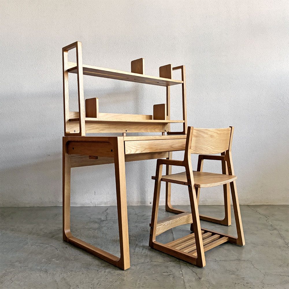 アクタス ACTUS アクタスキッズ フォピッシュ foppish デスク + ハイタイプデスクシェルフ W110cm オーク材 石田和人 現行定価￥140,800- 〓