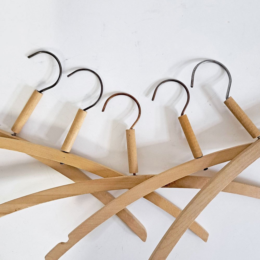 北欧ビンテージ Scandinabian Vintage 木製ハンガー 10本セット 1950〜70年代 木味 レトロ 古道具 D ●