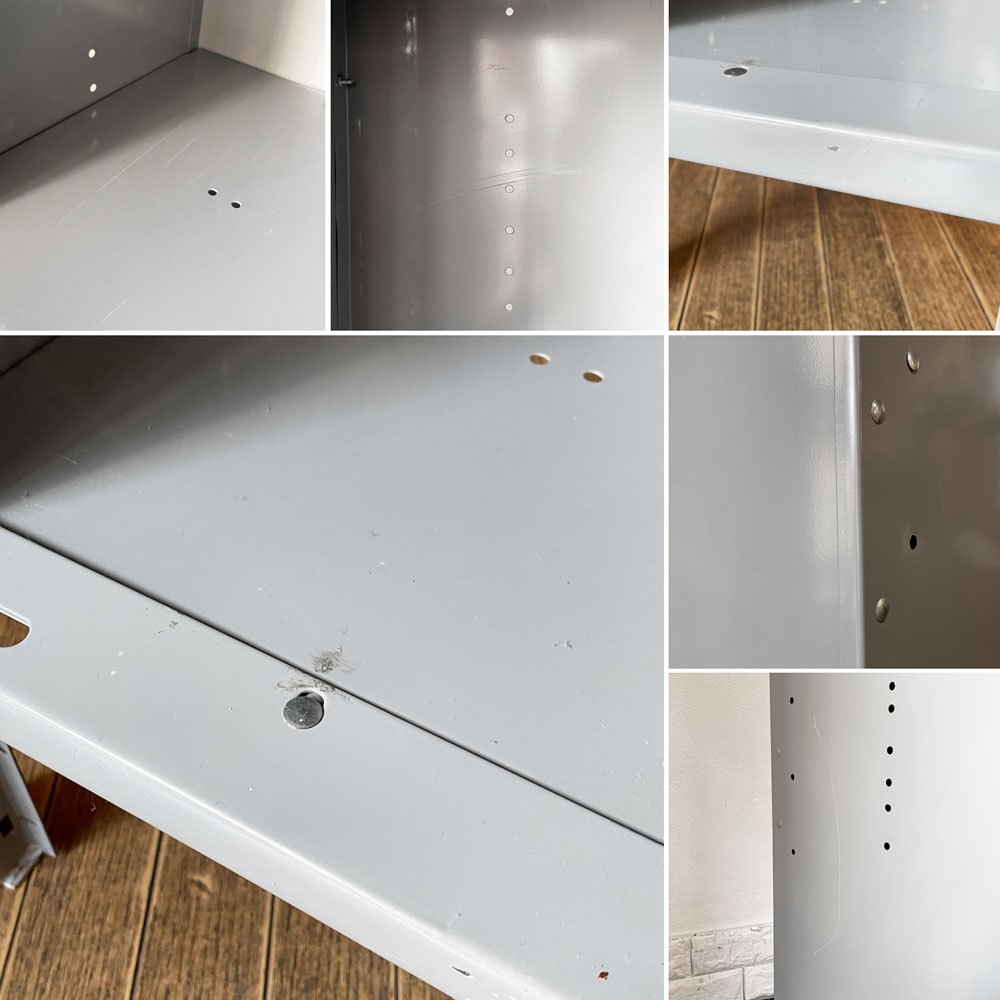 リオン LYON 2段スチールロッカー 2-TIER LOCKER ダイヤカット RECESSED HANDLE グレー インダストリアル パシフィックファニチャーサービス取扱 ◎