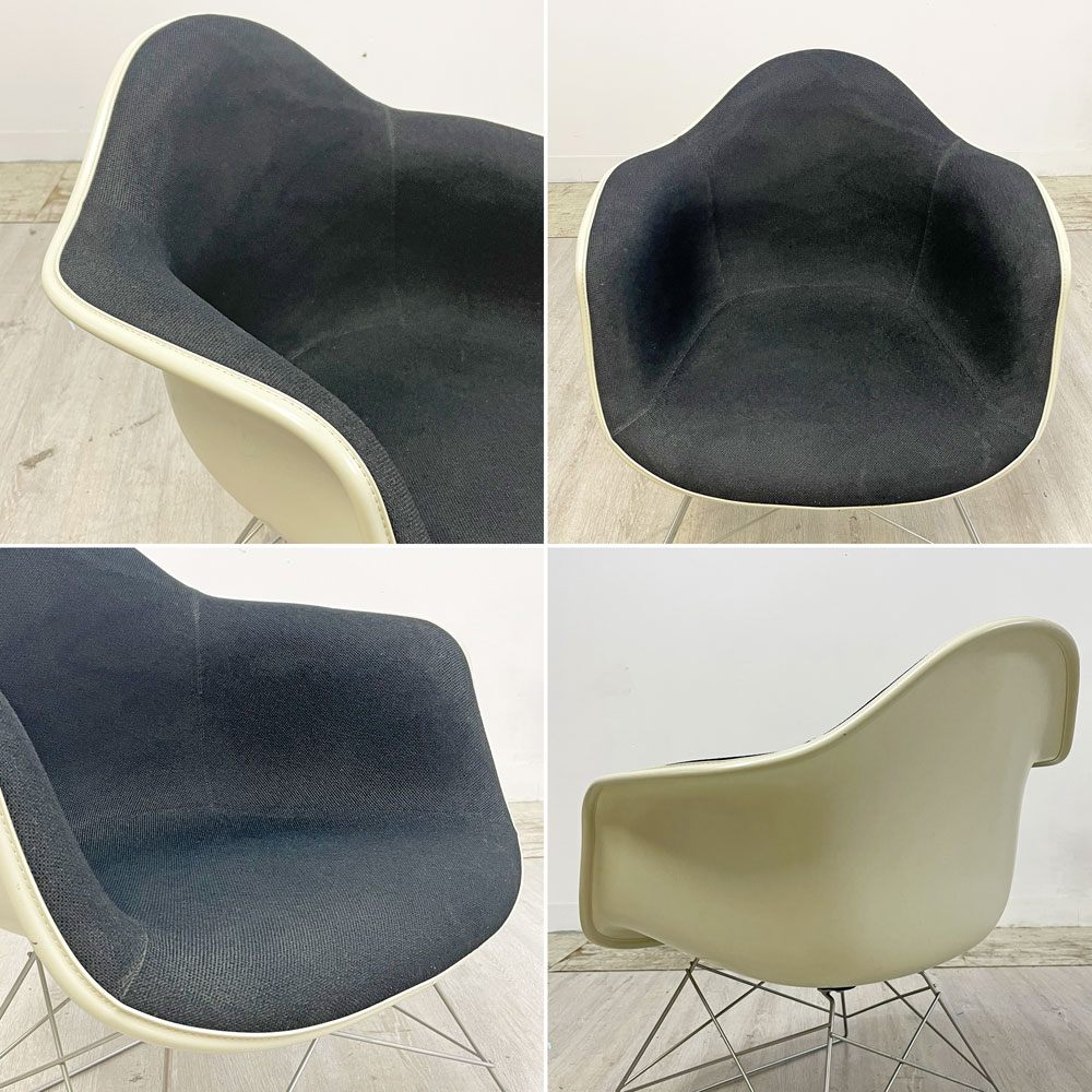 ハーマンミラー Herman Miller アームシェルチェア 現行FRP製 アプホルスター ファブリック ブラック キャッツクレイドル ラウンジベース ミッドセンチュリー C&R イームズ ●