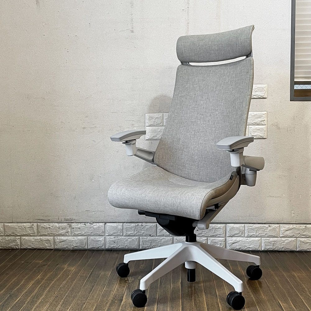 イトーキ ITOKI アクトチェア ACT chair エクストラハイバック ランバーサポート デスクチェア 布張り ホワイトグレー 2019年製 参考定価 ¥211,530- ◎