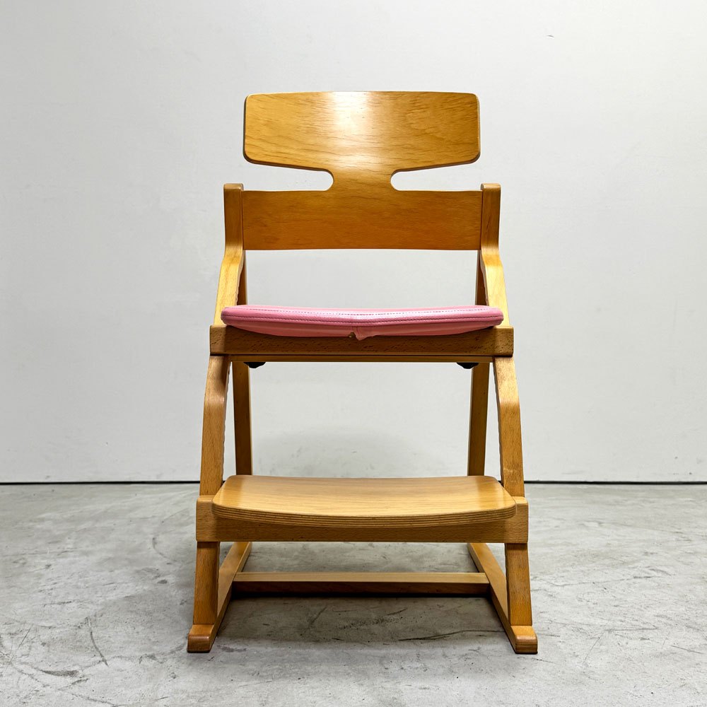 豊橋木工 TOYOMOKU アップライトチェア UPRIGHT CHAIR ナチュラル × ピンク  交換用座面カバー付き PVC ベビーチェア キッズチェア ●