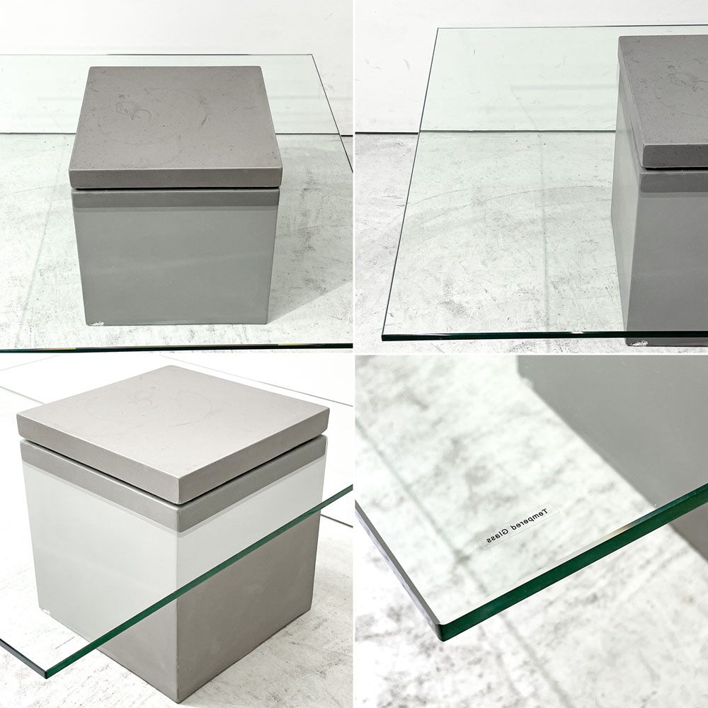 モーダエンカーサ moda en casa フライングテーブル FLYING TABLE コンクリートベース ガラス ローテーブル 定価 ￥74,800- ●