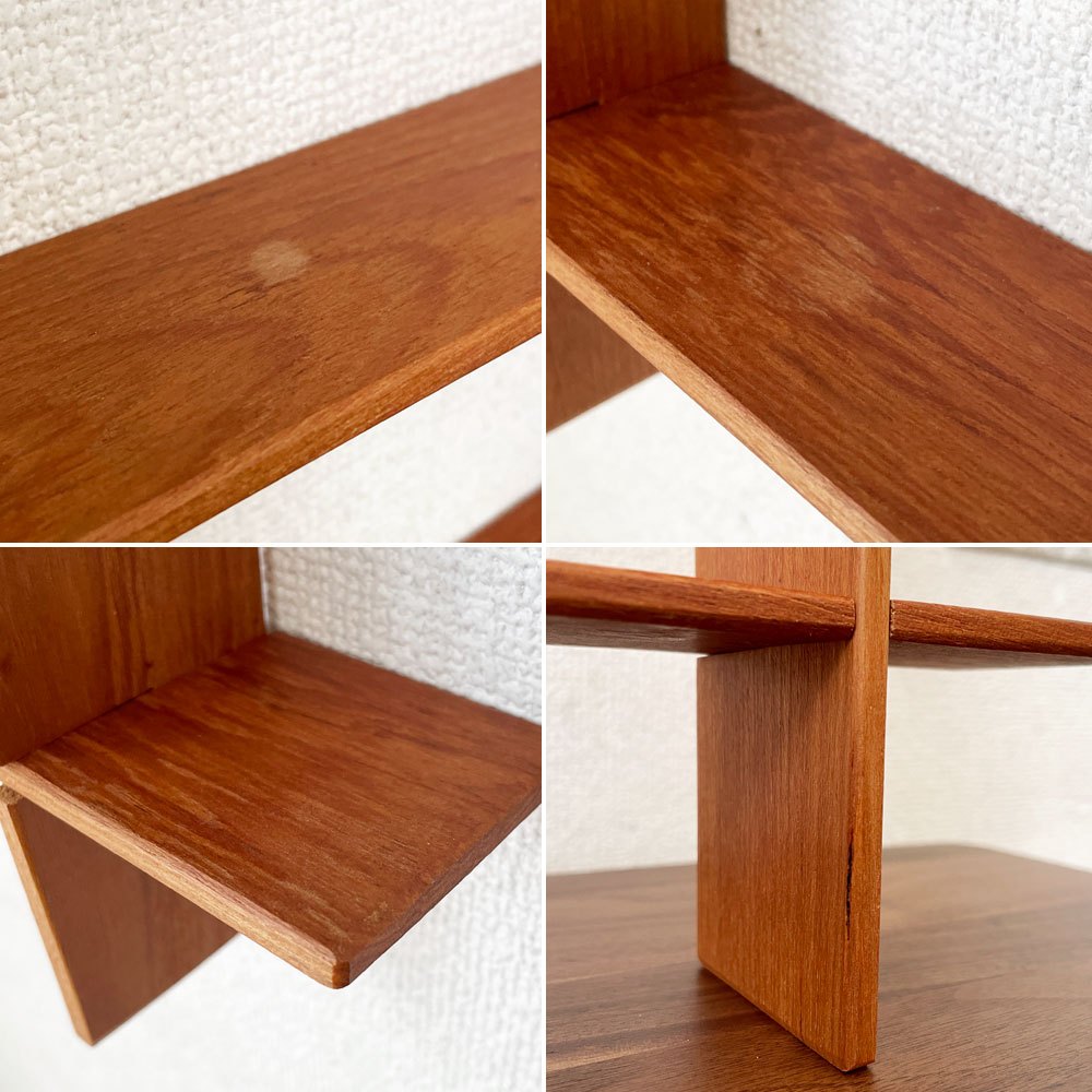 スウェーデンビンテージ Swedish Vintage チーク材 ウォールクロスシェルフ ディスプレイラック 3段 39×39cm 壁掛け ミッドセンチュリー 北欧家具 A ◎