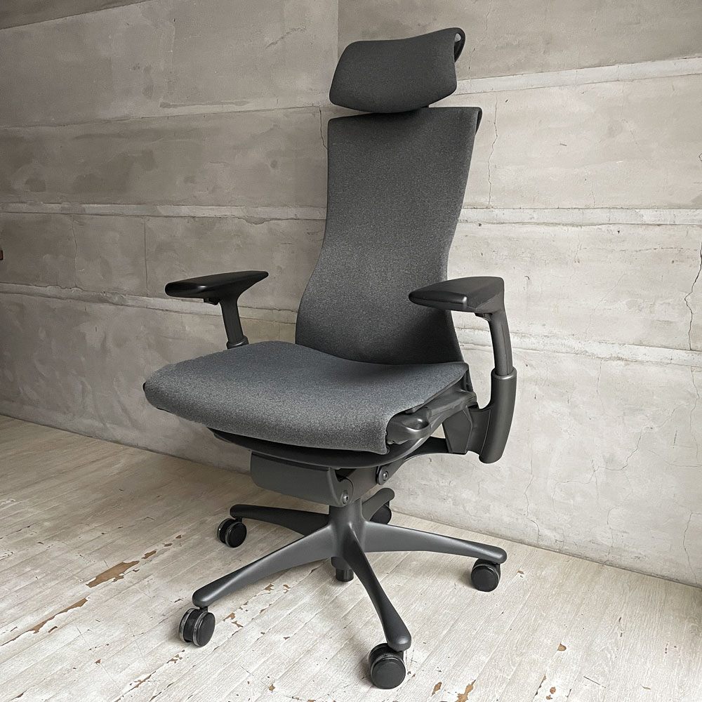 ハーマンミラー Herman Miller エンボディチェア Embody ヘッドレスト付き デスクチェア オフィスチェア シンクダークカーボン ファブリック ジェフ・ウェバー＆ビル・スタンフ 参考定価￥363,000- ♪