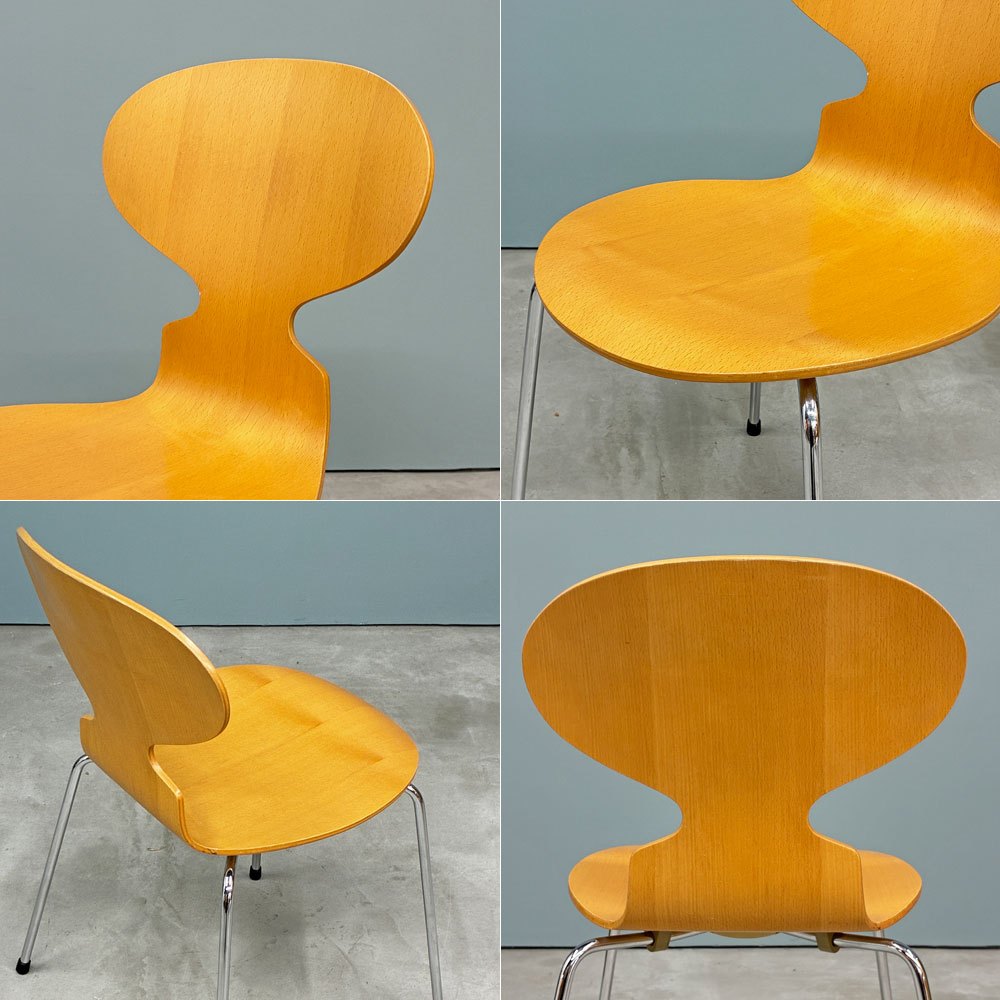 フリッツハンセン Fritz Hansen 3101 アントチェア 4本脚 ナチュラルビーチ材 ラッカー仕上げ アルネ・ヤコブセン 北欧家具 A ◎