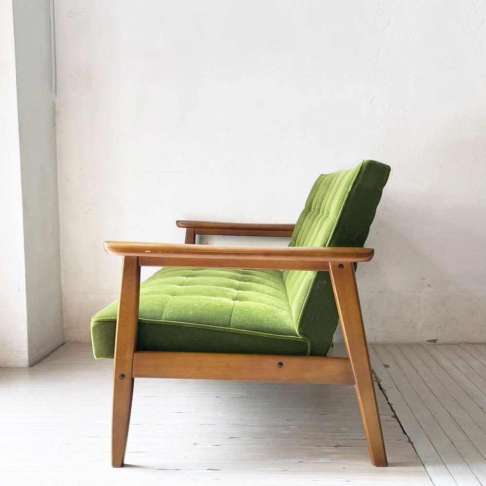 カリモク60 karimoku60 Kチェア 2シーター 2人掛け ソファ モケットグリーン レトロモダン ジャパニーズミッドセンチュリー 定価￥100,760- ★