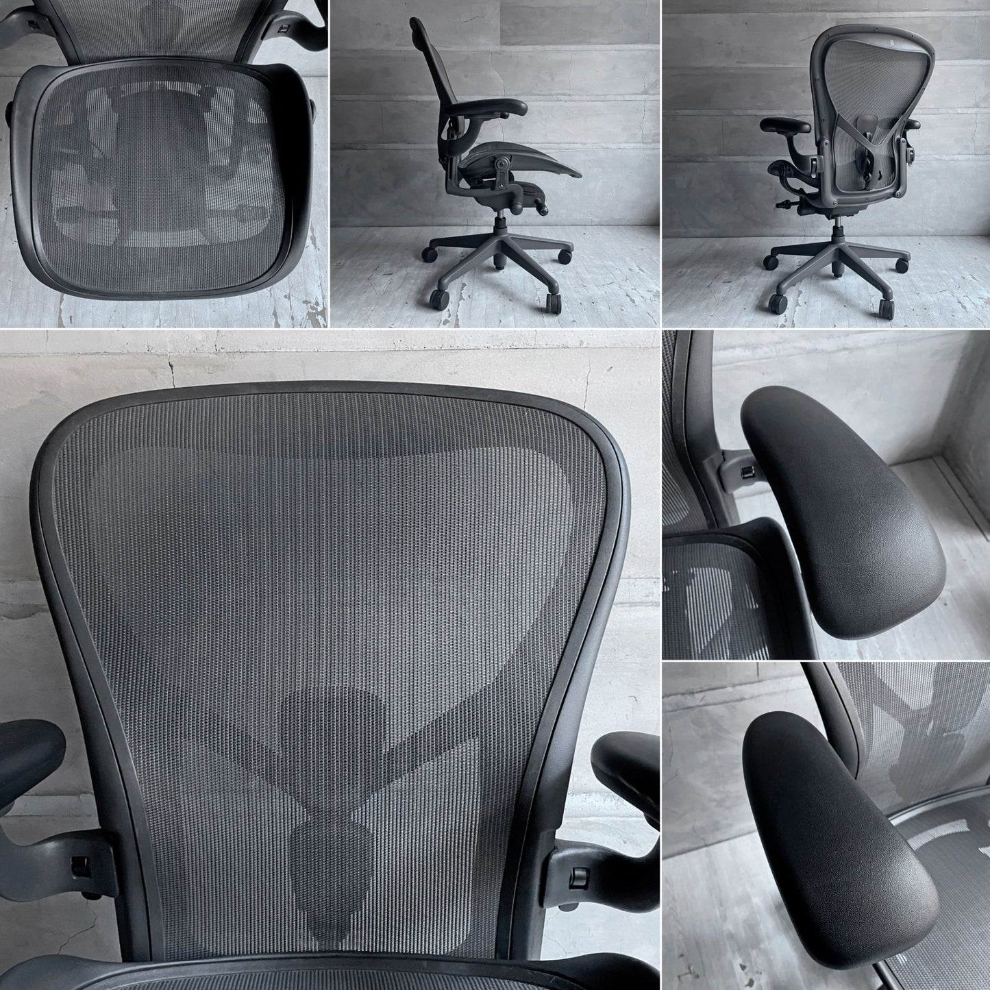 ハーマンミラー Herman Miller アーロンチェア リマスタード フル装備 Cサイズ デスクチェア オフィスチェア グラファイトベース ポスチャーフィットSL ヘッドレスト付き ♪