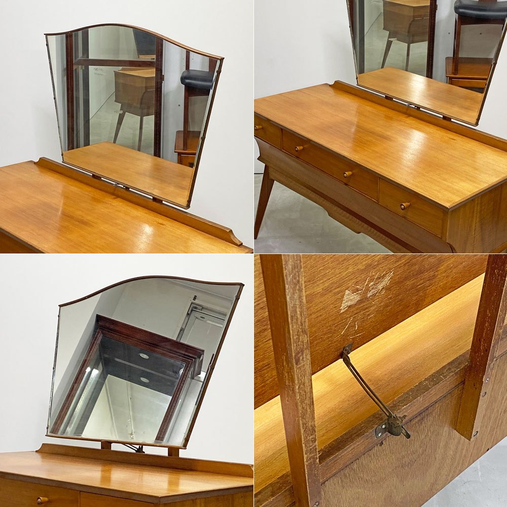 アルフレッドコックス Alfred Cox ドレッシングテーブル 4ドロワー ドレッサー UKビンテージ ミッドセンチュリー 英国家具 ●